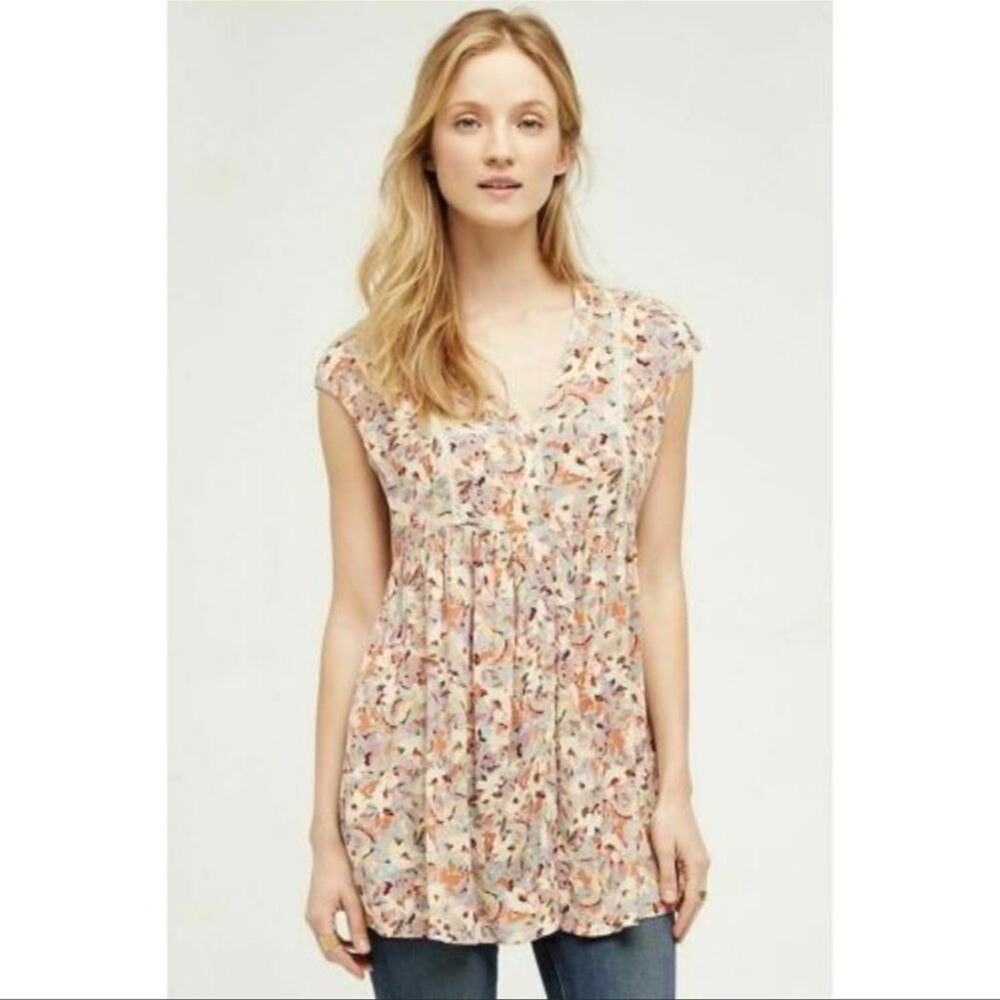 Vanessa Virginia | Anthropologie Floral Ladder Lace Tunic Size S
